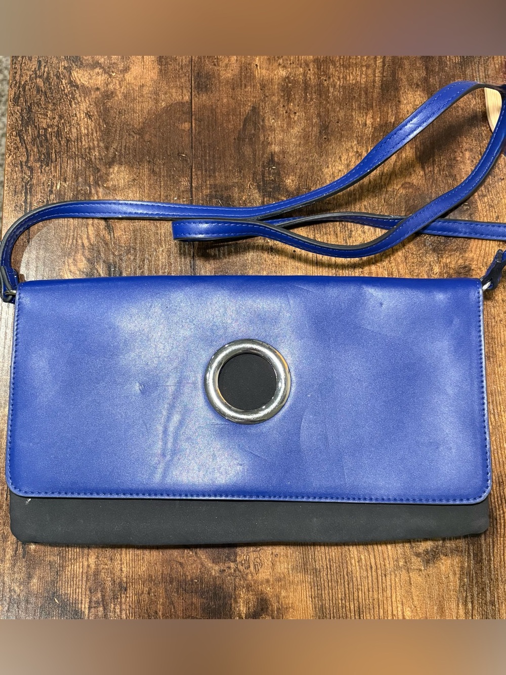 a new day Royal Blue Crossbody Clutch with Silver Ring